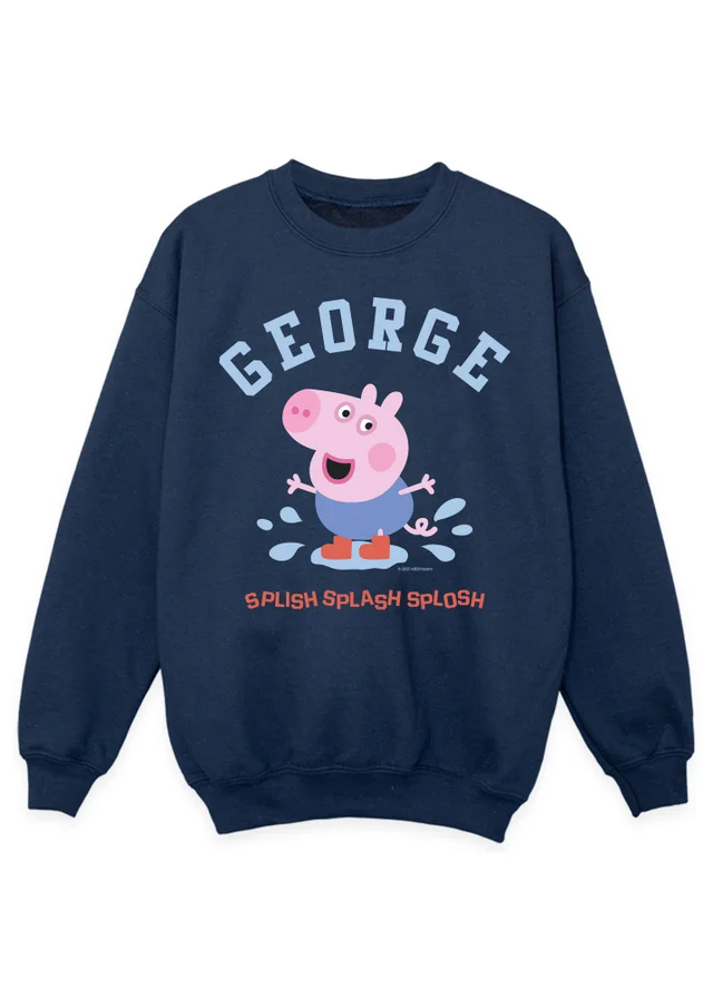 Ada & Ted Peppa Pig George Splish Splash Boys Navy Blue Graphic Sweatshirt (3-13 Years)