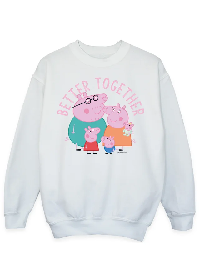 Ada & Ted Peppa Pig Family Better Together Girls White Graphic Sweatshirt (3-13 Years)