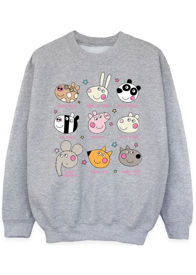 Ada & Ted Peppa Pig Friends Girls Grey Graphic Sweatshirt (3-13 Years)