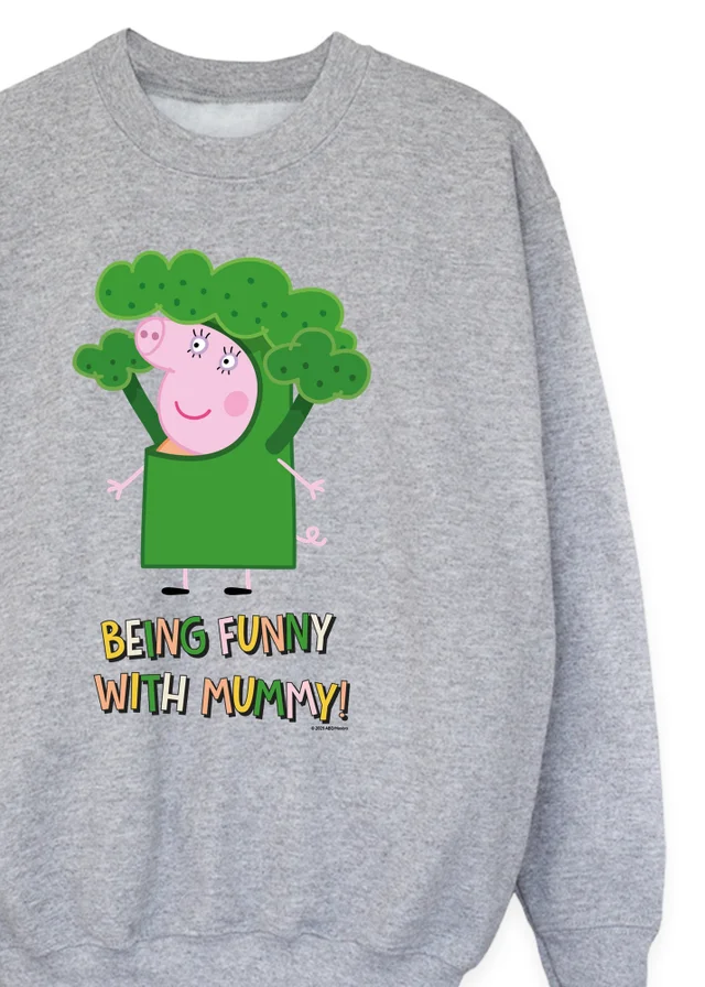 Ada & Ted Peppa Pig Mummy Pig Being Funny Girls Grey Graphic Sweatshirt (3-13 Years)
