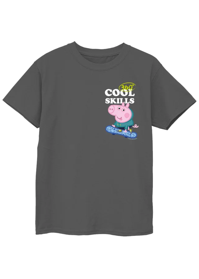 Ada & Ted Peppa Pig George Cool Skills Boys Charcoal Graphic T-Shirt (3-13 Years)