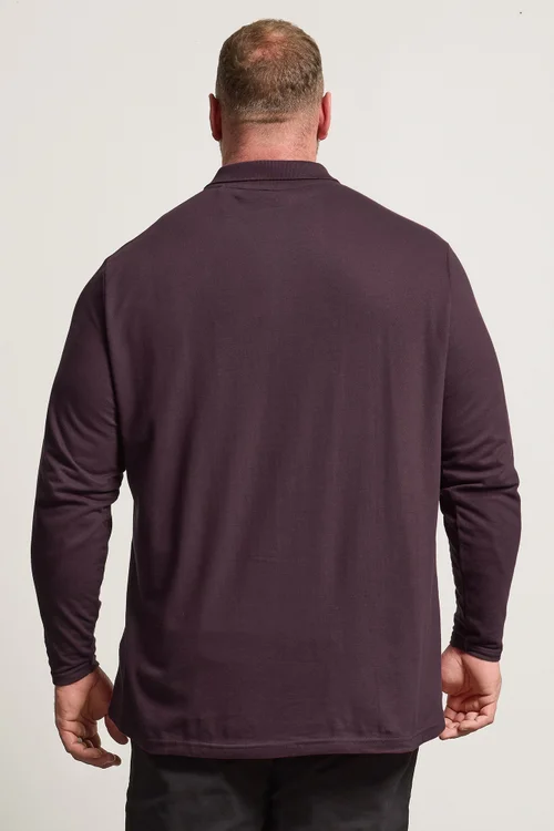 BadRhino Burgundy Red Long Sleeve Core Polo Shirt - Large Image 3