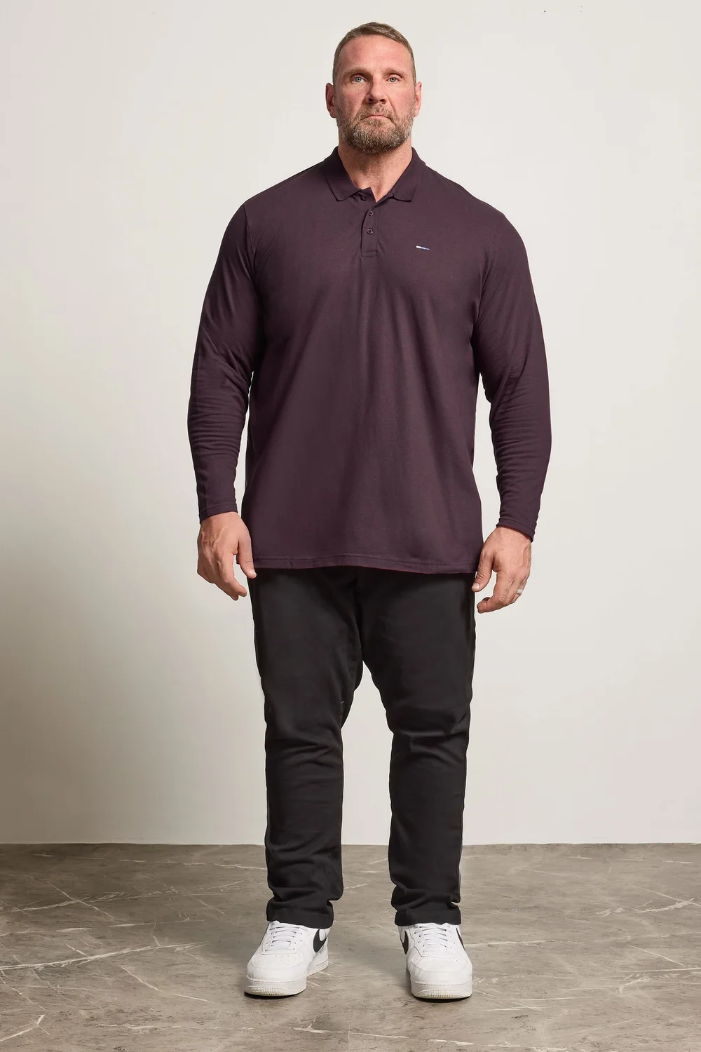 BadRhino Burgundy Red Long Sleeve Core Polo Shirt - Large Image 2