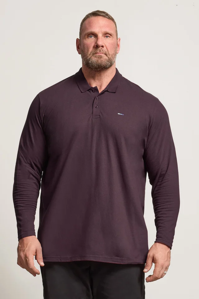 BadRhino Burgundy Red Long Sleeve Core Polo Shirt