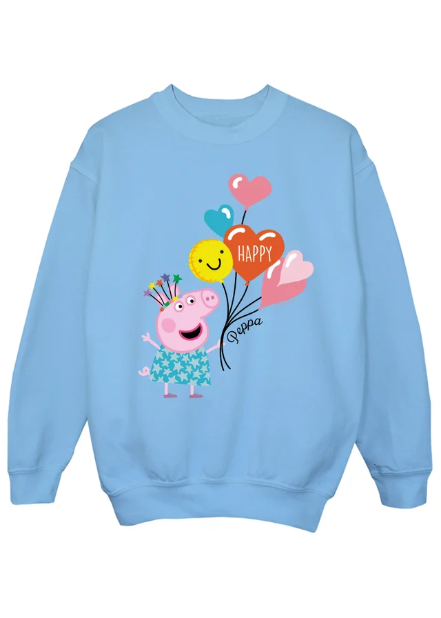 Ada & Ted Peppa Pig Happy Birthday Girls Baby Blue Graphic Sweatshirt (3-13 Years)