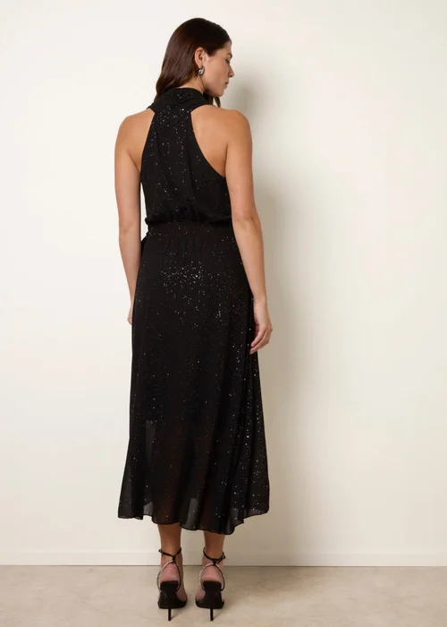 Blue Vanilla Black Wrap Knit Halter Shape Dress - Medium Image 4