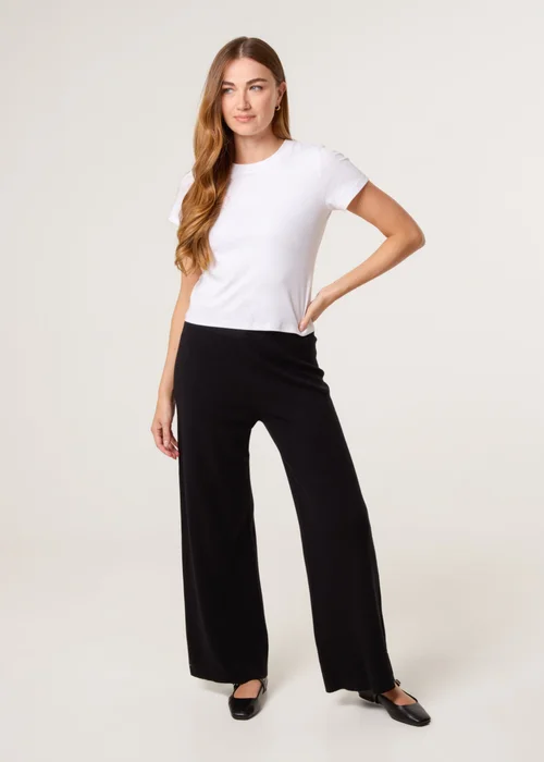 Blue Vanilla Black Knitted Wide Leg Trousers - S/M Image 4