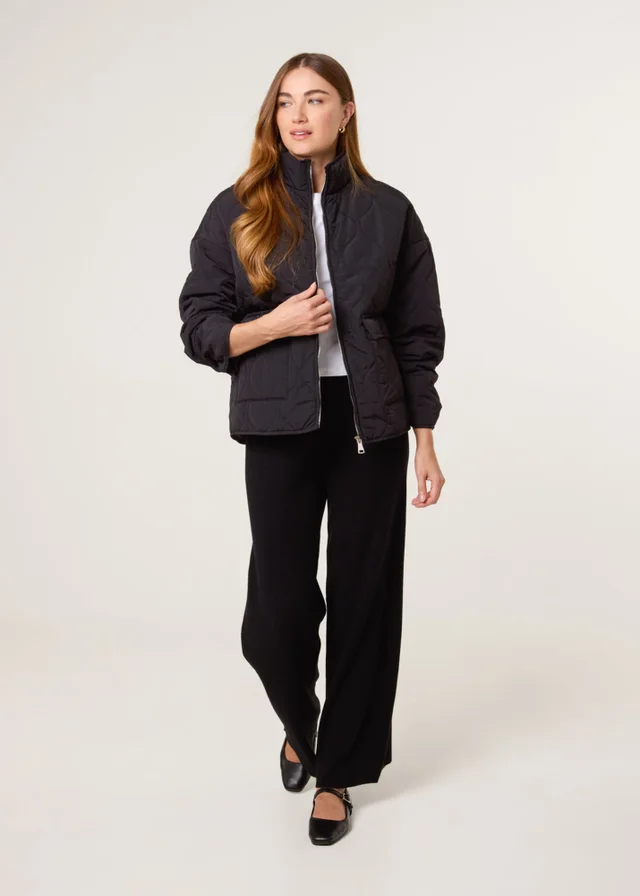 Blue Vanilla Black Knitted Wide Leg Trousers