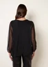 Blue Vanilla Black Diamante V Neck Batwing Blouse - One Size Image 4