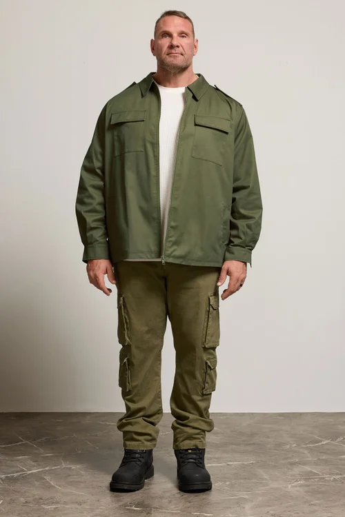 BadRhino Khaki Green Military Zip Through Overshirt - 5/6 XL Image 3