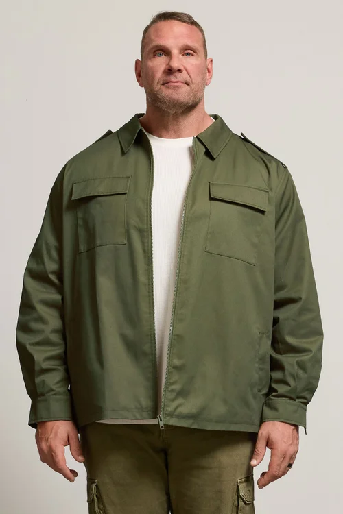 BadRhino Khaki Green Military Zip Through Overshirt - 5/6 XL Image 2