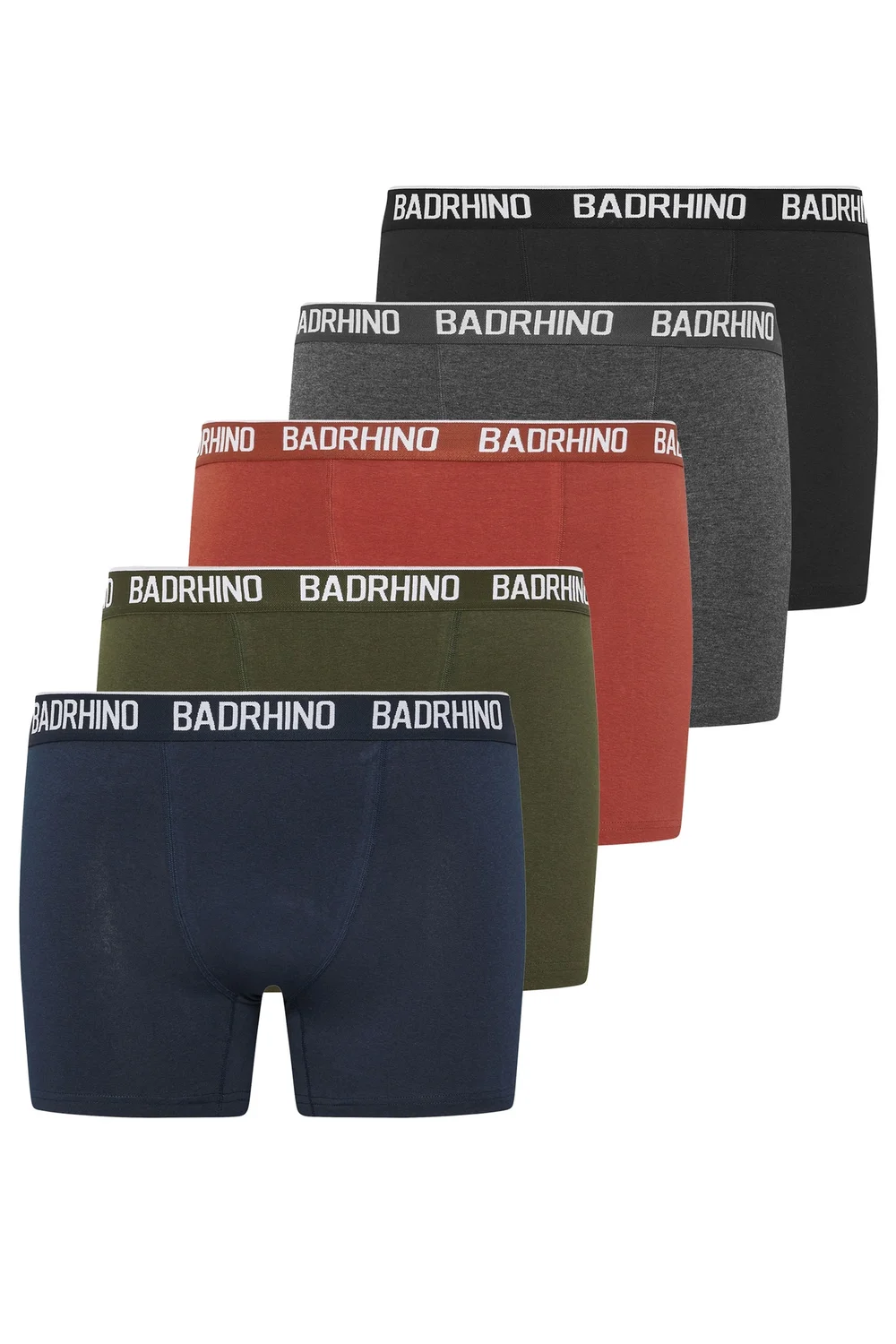BadRhino 5 Pack Navy Blue/Grey/Green/Burnt Red/Black Boxers - 7-8XL Image 1
