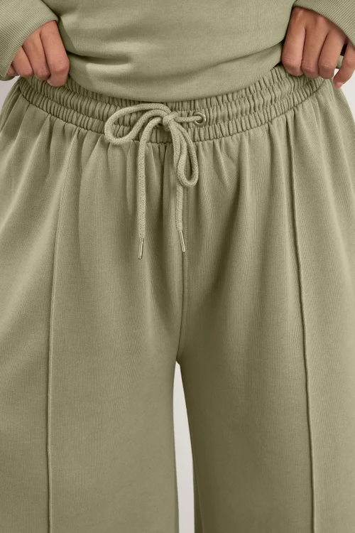 Yours Curve Light Khaki Green Wide Leg Joggers - Size 30-32 Image 4