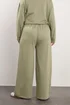 Yours Curve Light Khaki Green Wide Leg Joggers - Size 30-32 Image 3