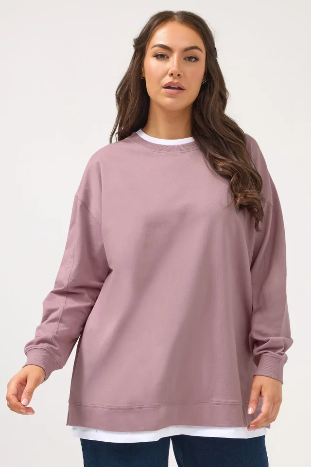 Yours Curve Pink 2-In-1 Sweatshirt