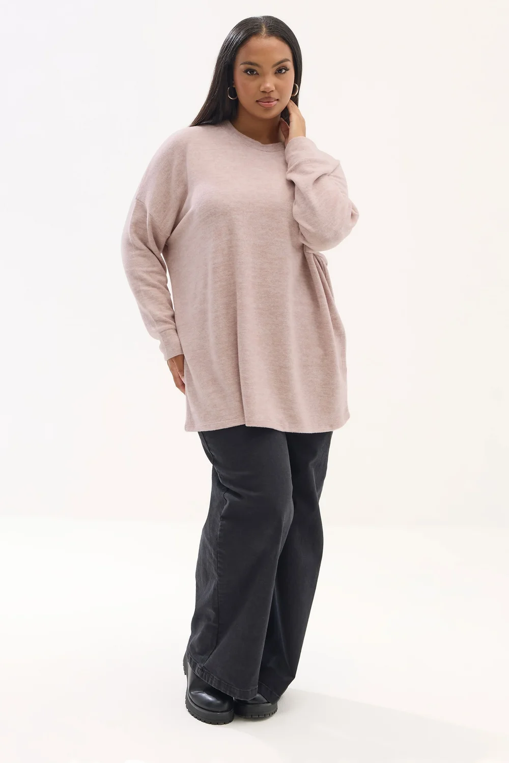 Yours Curve Light Pink Soft Touch Jumper - Size 22-24 Image 2