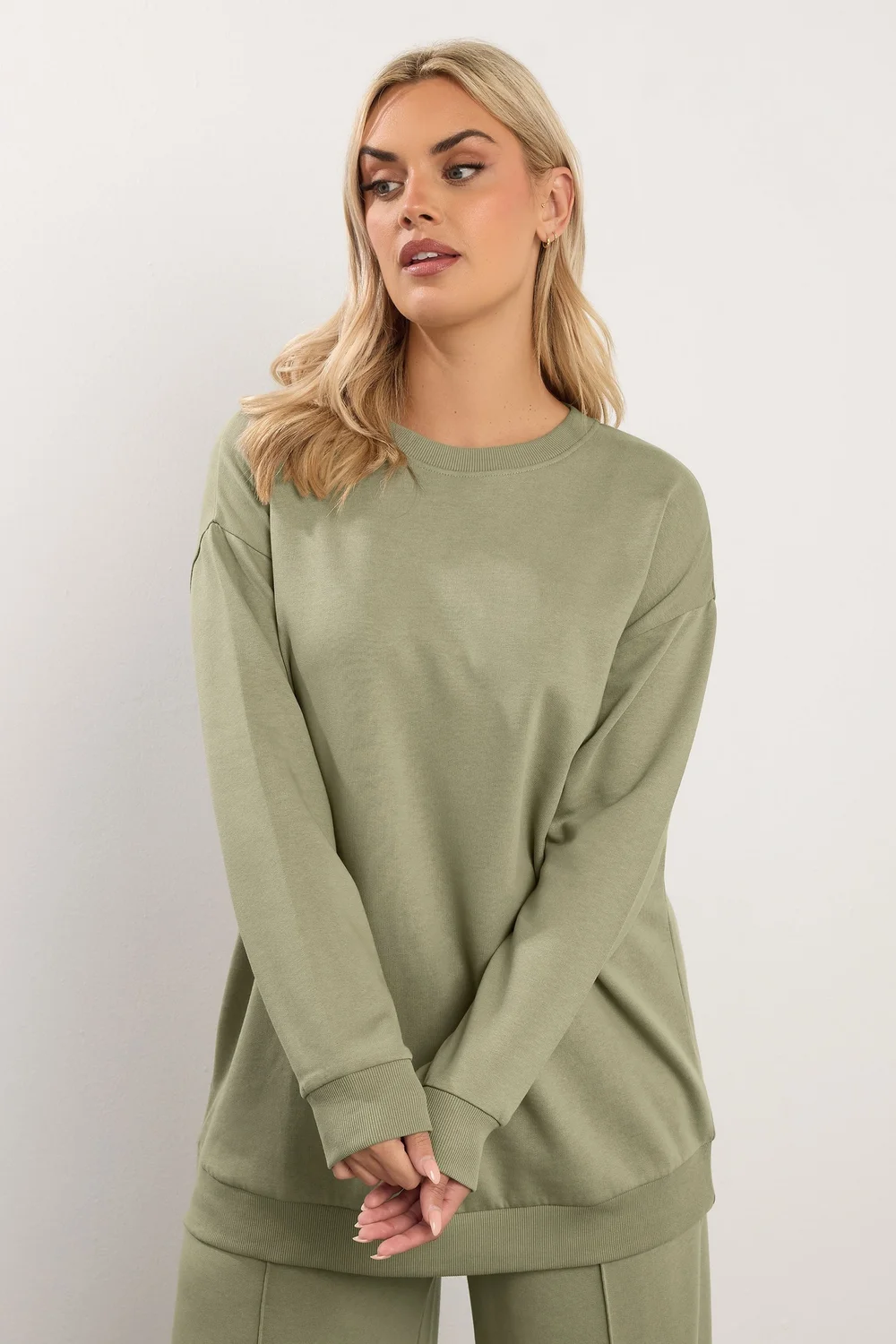 Yours Curve Light Khaki Green Sweatshirt - Size 20 Image 2