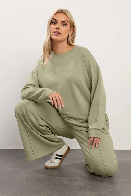 Yours Curve Light Khaki Green Sweatshirt - Size 20 Image 1