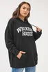 Yours Curve Black 'Weekend Hoodie' Slogan Hoodie - Size 18 Image 1