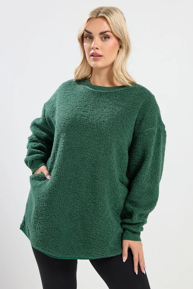 Yours Curve Teal Green Teddy Borg Fleece