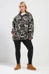 Yours Curve Black Animal Print Borg Fleece - 16 Image 2