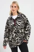 Yours Curve Black Animal Print Borg Fleece - 16 Image 1