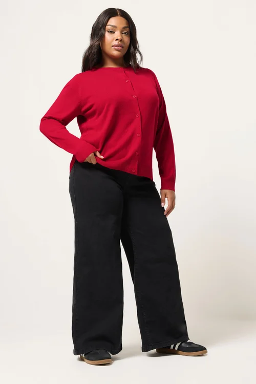 Yours Curve Red Button Through Cardigan - Size 26-28 Image 2
