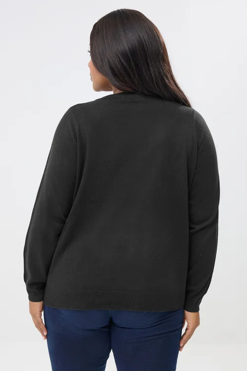 Yours Curve Black Button Through Cardigan - Size 22-24 Image 3