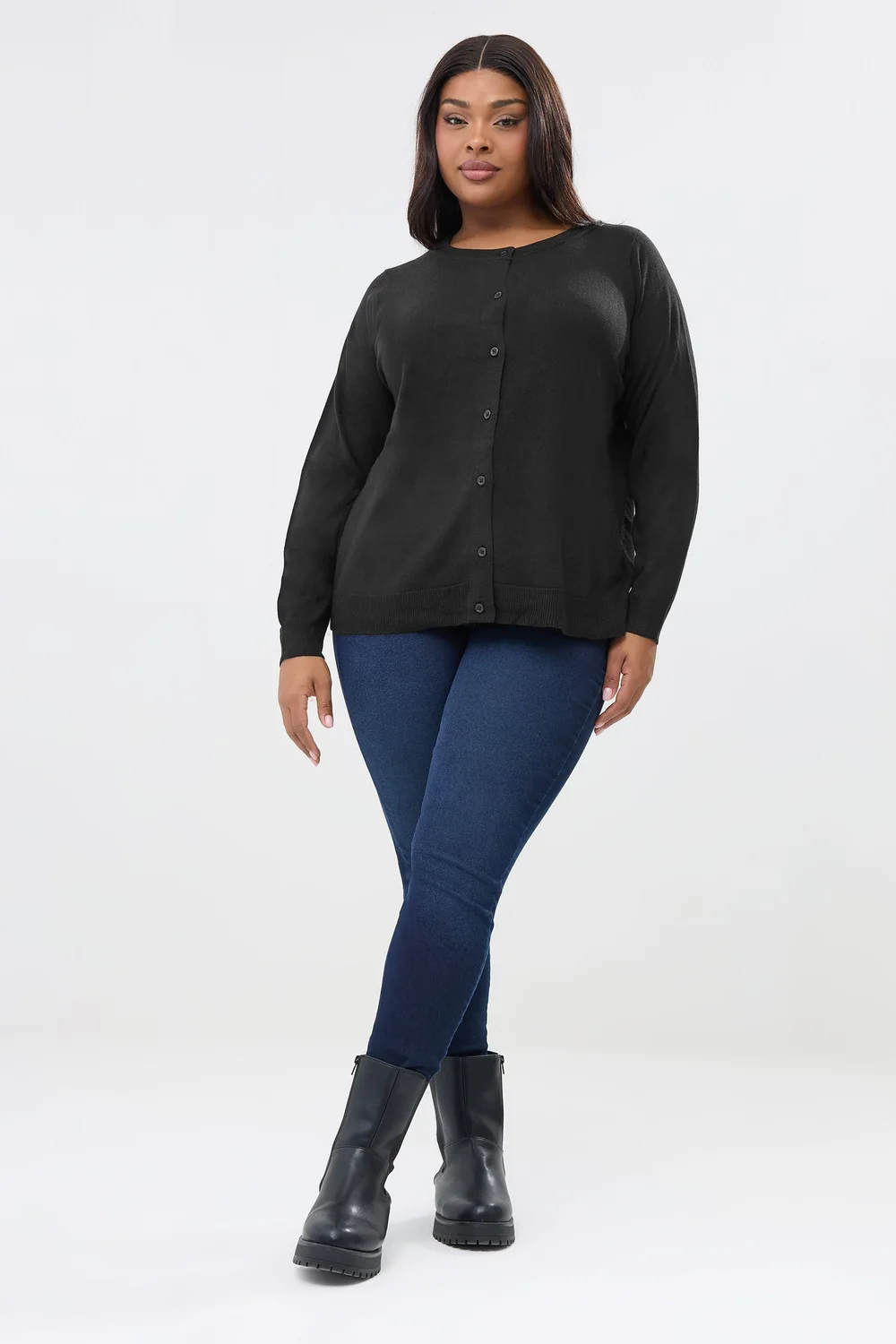 Yours Curve Black Button Through Cardigan - Size 22-24 Image 2