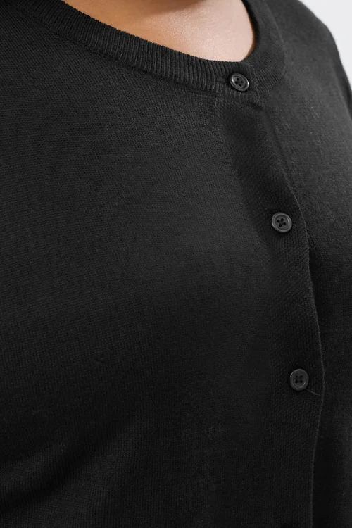 Yours Curve Black Button Through Cardigan - Size 22-24 Image 4