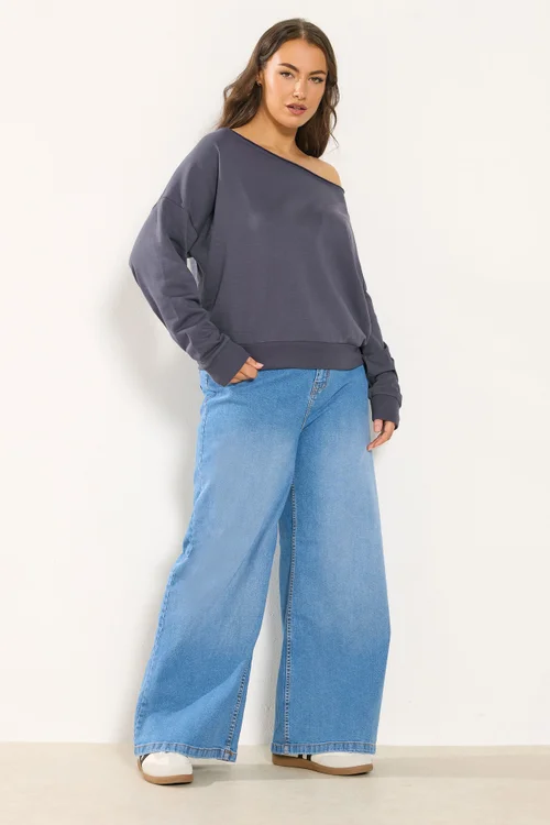 Yours Curve Grey Off Shoulder Sweatshirt - Size 20 Image 2