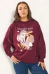Yours Curve Burgundy Red 'Marche Aux Fleurs' Slogan Sweatshirt - Size 30-32 Image 1