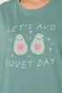 Yours Curve Green 'Lets Avo Duvet Day' Cuffed Pyjama Set - Size 38-40 Image 4
