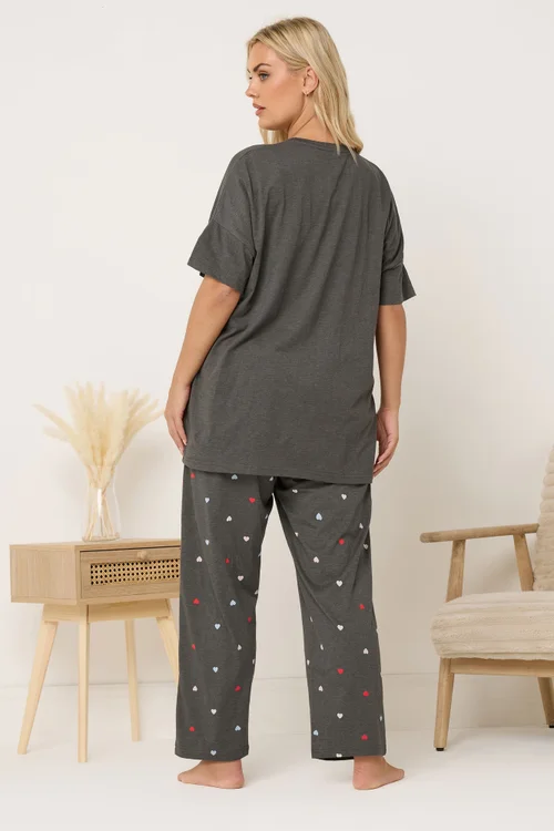 Yours Curve Brown 'Weekend Coffee Club' Wide Leg Pyjama Set - Size 18-20 Image 3