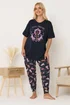 Yours Curve Navy Blue 'Mystic Midnight' Cuffed Pyjama Set - Size 30-32 Image 1