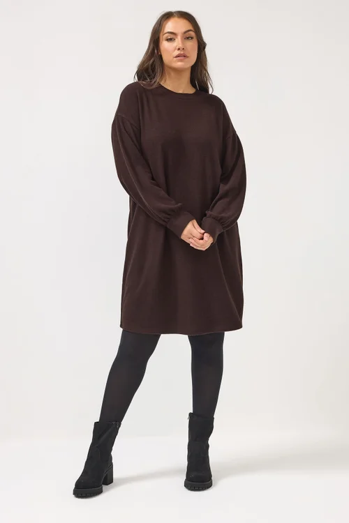 Yours Curve Chocolate Brown Sweatshirt Dress - 26-28 Image 2