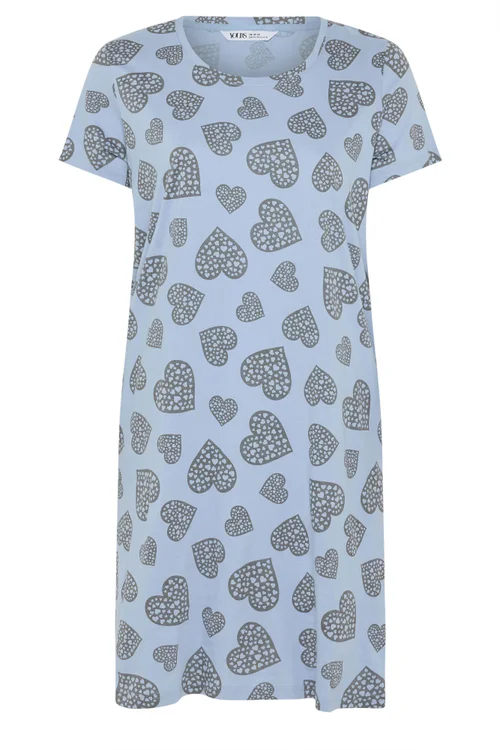 Yours Curve Light Blue Heart Nightdress - Size 26-28 Image 5