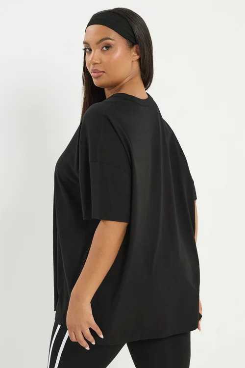 Yours Active Curve Black 'Feel Good Vibe' T-Shirt - Size 30-32 Image 4