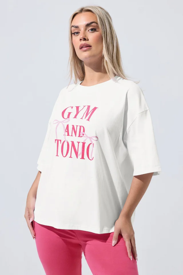 Yours Gym & Tonic White Graphic Boxy T-Shirt