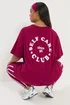 Yours Active Curve Burgundy Red 'Self Care Club' T-Shirt - Size 30-32 Image 4