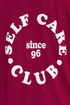 Yours Active Curve Burgundy Red 'Self Care Club' T-Shirt - Size 30-32 Image 5