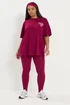 Yours Active Curve Burgundy Red 'Self Care Club' T-Shirt - Size 30-32 Image 3