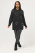 Yours Curve Black Diamante Heart Jumper - Size 20 Image 2