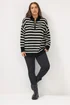 Yours Curve Black Scallop Stripe Quarter Zip Jumper - Size 22-24 Image 3