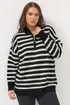 Yours Curve Black Scallop Stripe Quarter Zip Jumper - Size 22-24 Image 2