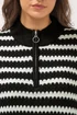 Yours Curve Black Scallop Stripe Quarter Zip Jumper - Size 22-24 Image 5