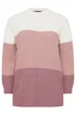 Yours Curve Pink & Cream Colourblock Stripe Jumper - Size 22-24 Image 5