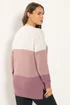 Yours Curve Pink & Cream Colourblock Stripe Jumper - Size 22-24 Image 3