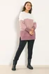 Yours Curve Pink & Cream Colourblock Stripe Jumper - Size 22-24 Image 2