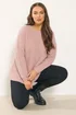 Yours Curve Light Pink Waffle Knit Jumper - Size 18-20 Image 1